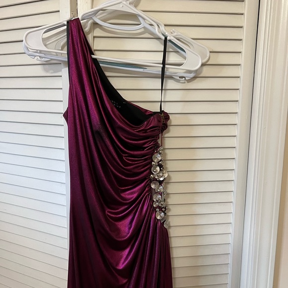 Robert Rodriguez Purple Metallic One Shoulder Gown Size 4 - Picture 2 of 16